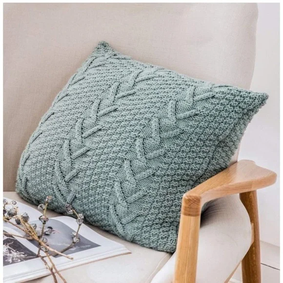 Dark Grey Textured Cozy Knit Chic Farmhouse Bohemian Trendy Throw Pillow Case - Picture 7 of 12